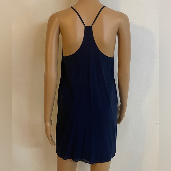Alice + Olivia Fierra Silk Blend Tank Dress Navy Blue Y-Back Mini Size XS/TP - Picture 3 of 13